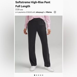 Lululemon high rise softstreme pant full length black size 6